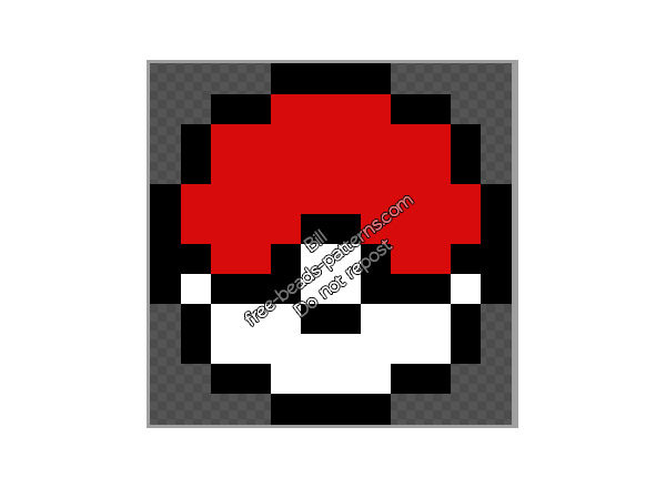 Pokemon Pokeball free perler beads pattern size 12 x 12