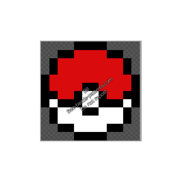 Pokemon Pokeball free perler beads pattern size 12 x 12