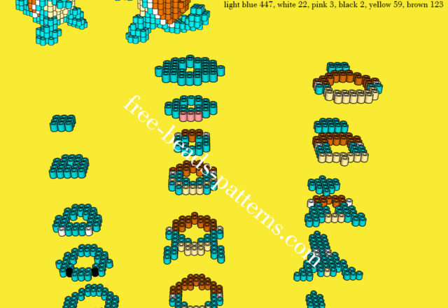 Pokemon Squirtle 3D Pyssla Hama Beads perler beads pattern download