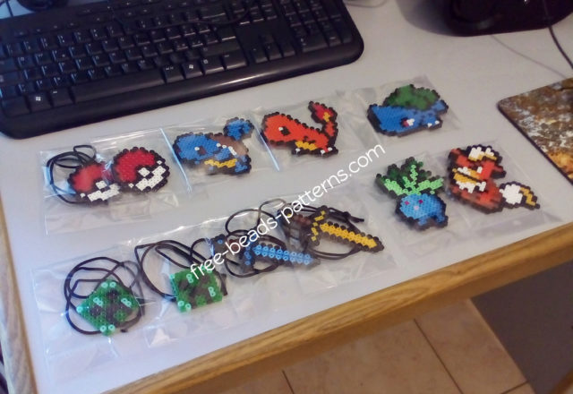 Pokemon and Minecraft perler beads items for sell