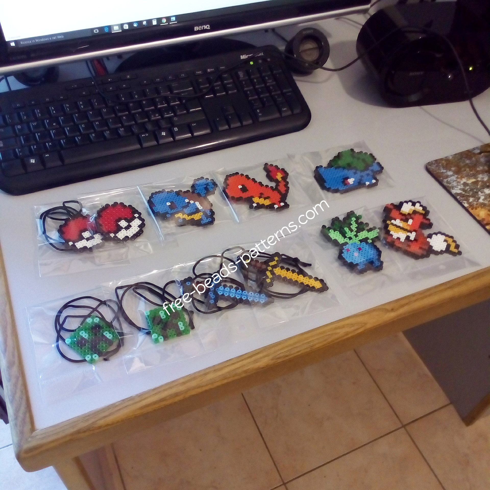 Pokemon and Minecraft perler beads items for sell