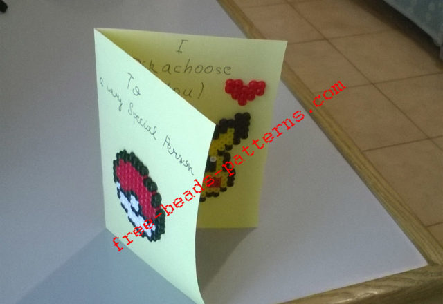 Pokemon love card made with Hama Beads work photos (3)
