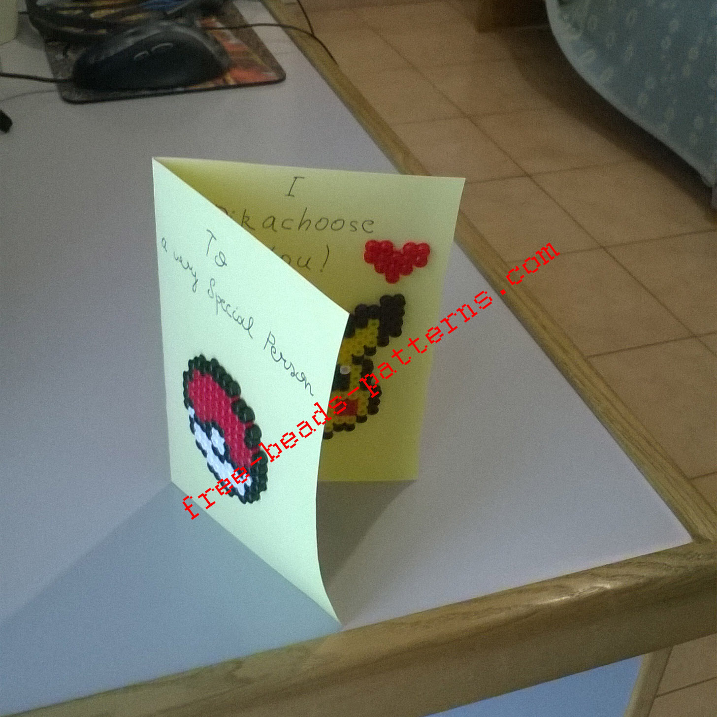 Pokemon love card made with Hama Beads work photos (3)