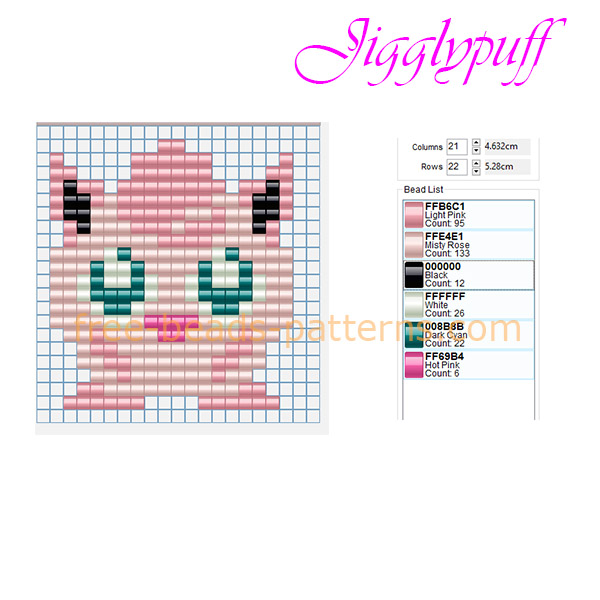 Pokemon number 039 Jigglypuff free sweet perler beads Hama beads pattern