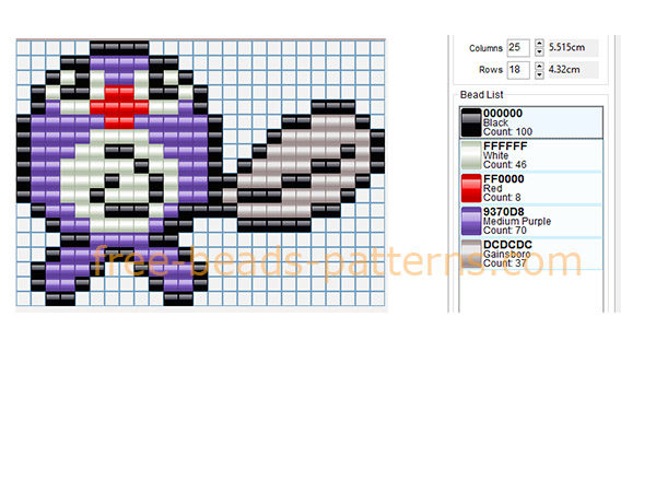 Pokemon number 060 Poliwag free perler beads Hama Beads pattern download