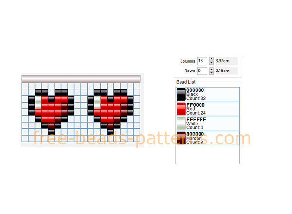 Pony beads perler beads earrings with Zelda hearts free download