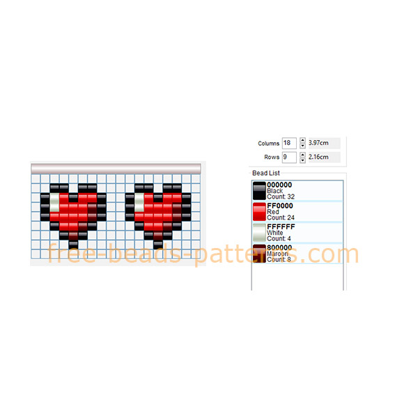 Pony beads perler beads earrings with Zelda hearts free download