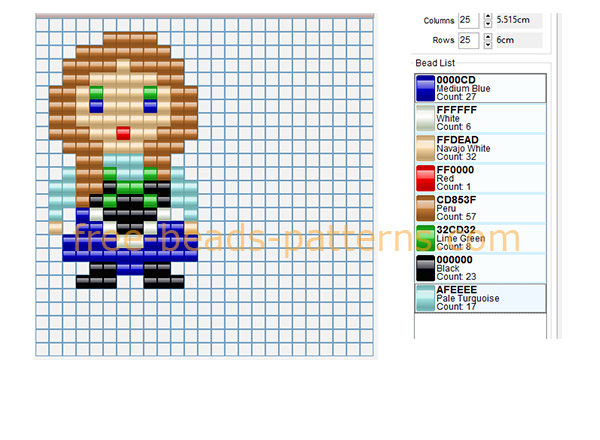 Princess Anna from Disney Frozen cartoon small perler beads pattern Hama beads Pyssla