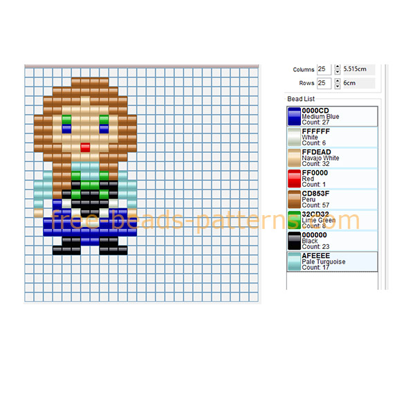 Princess Anna from Disney Frozen cartoon small perler beads pattern Hama beads Pyssla