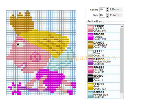 Princess Holly flying from Ben and Holly’ s Little Kingdom free Hama Beads perler beads pattern