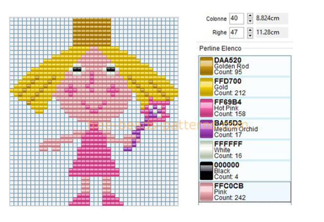 Princess Holly full figure from Ben and Holly’ s Little Kingdom free Hama Beads perler beads pattern