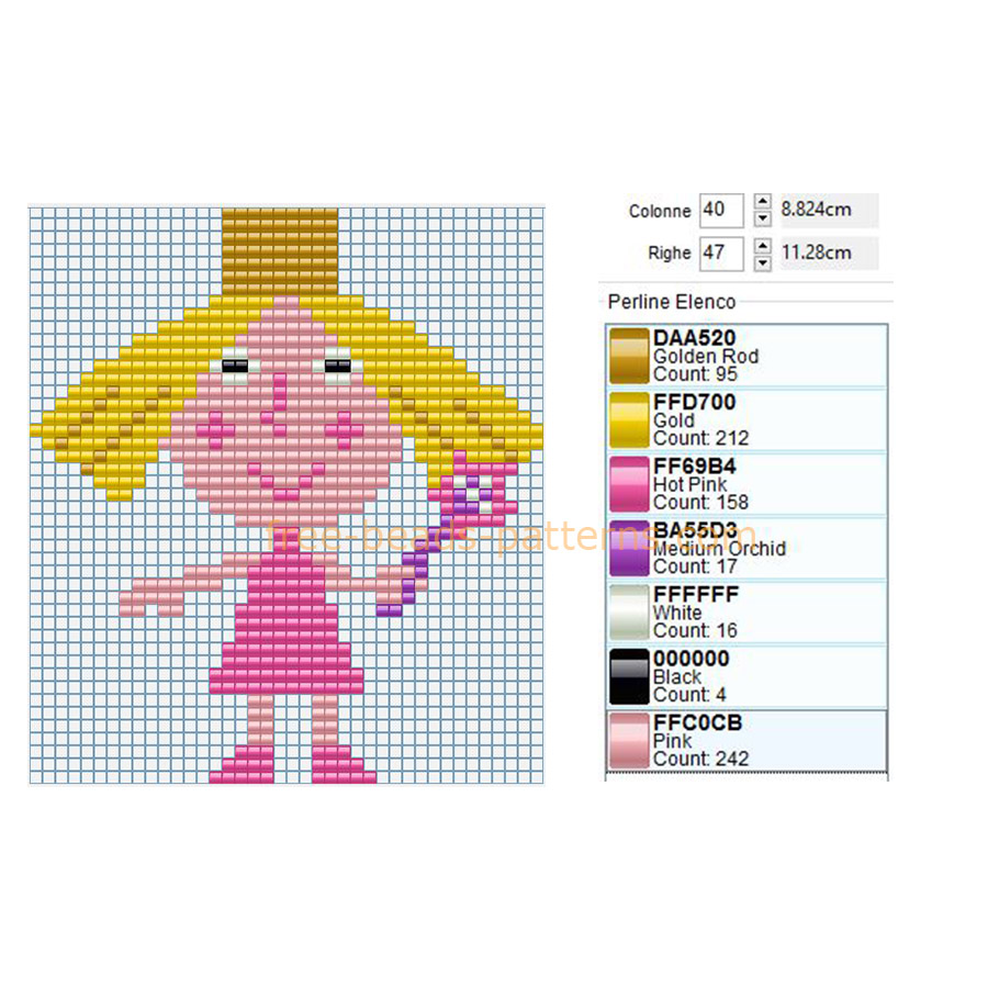 Princess Holly full figure from Ben and Holly’ s Little Kingdom free Hama Beads perler beads pattern