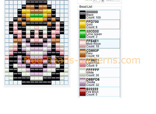 Princess Zelda from The Legend Of Zelda videogame free perler beads Hama Beads pattern