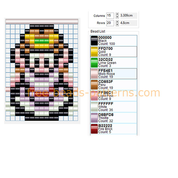 Princess Zelda from The Legend Of Zelda videogame free perler beads Hama Beads pattern