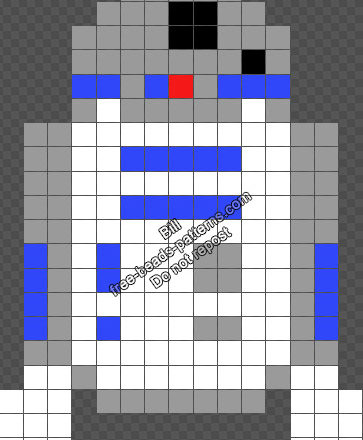 R2-D2 from Star Wars free small Hama Beads Perler pattern 15x20