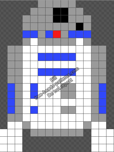 R2-D2 from Star Wars free small Hama Beads Perler pattern 15x20