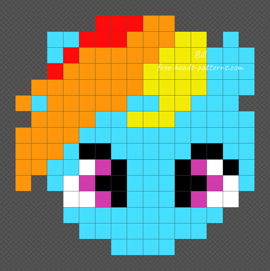 Rainbow Dash My Little Pony Hama Beads tutorial 15x15