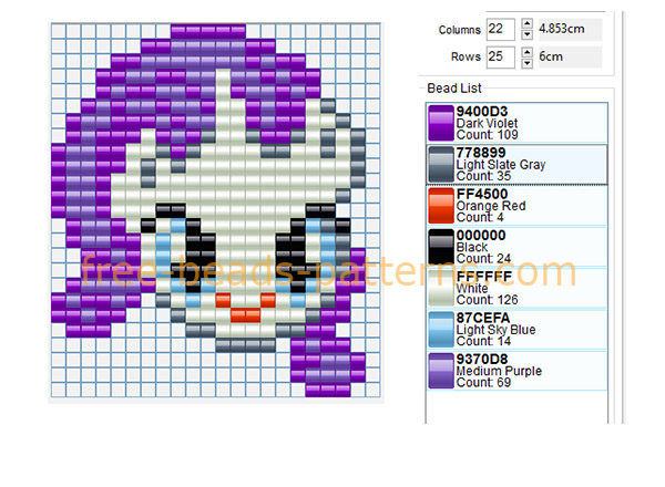 Rarity My Little Pony character free Hama Beads fuse beads pattern download