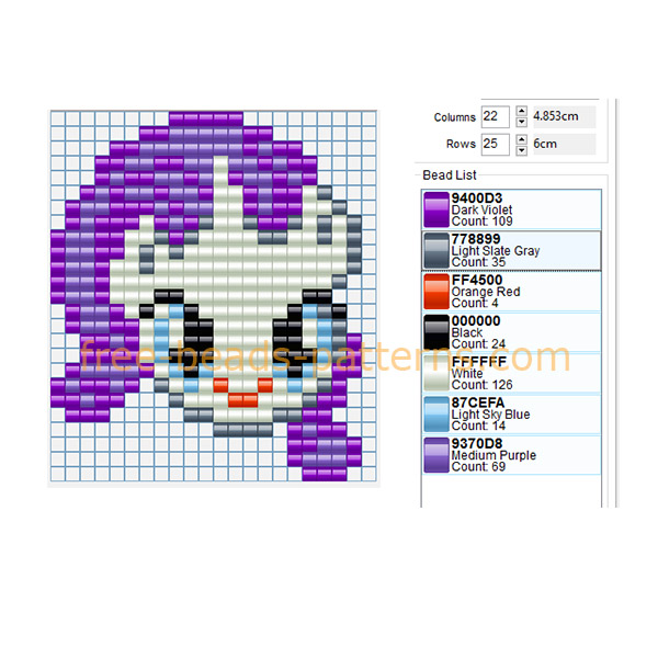Rarity My Little Pony character free Hama Beads fuse beads pattern download
