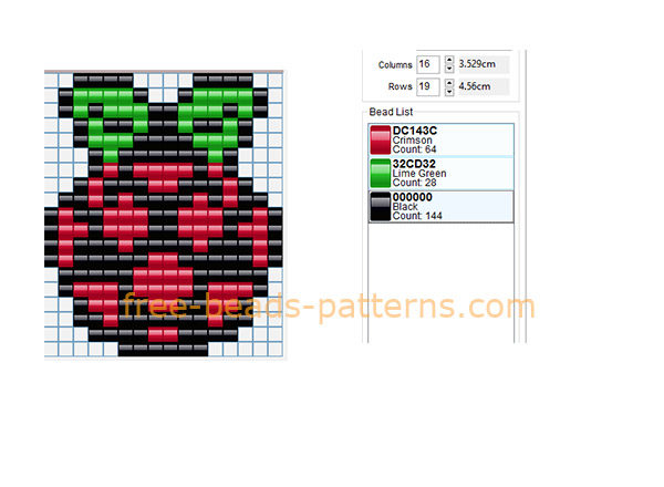 Raspberry PI logo free perler beads Hama Beads pattern download 16 x 19