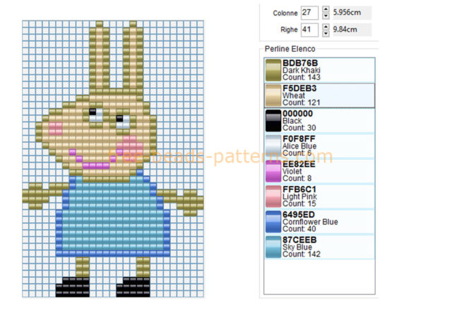 Rebecca Rabbit Peppa Pig friend free perler beads Hama Beads pattern made with software