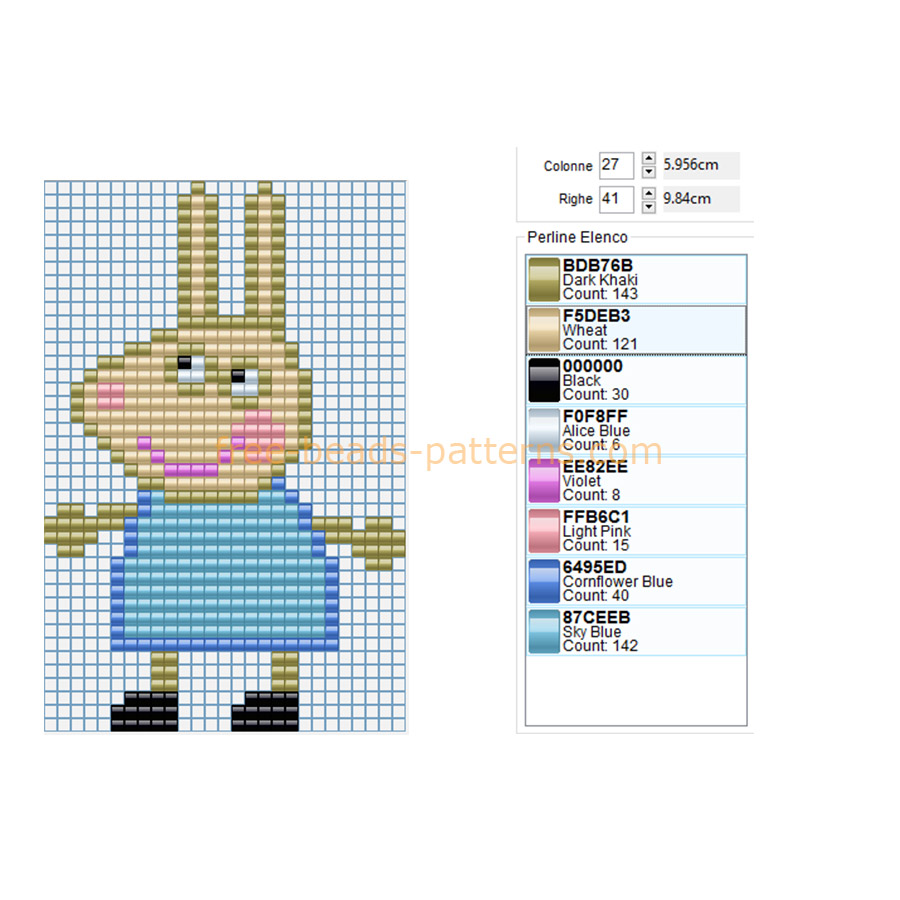 Rebecca Rabbit Peppa Pig friend free perler beads Hama Beads pattern made with software