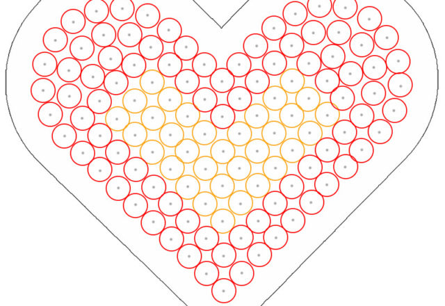 Red and orange heart shape pegboard free perler beads Pyssla pattern