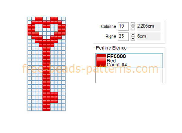 Red heart shape key girl necklace idea free perler beads fuse beads pattern download