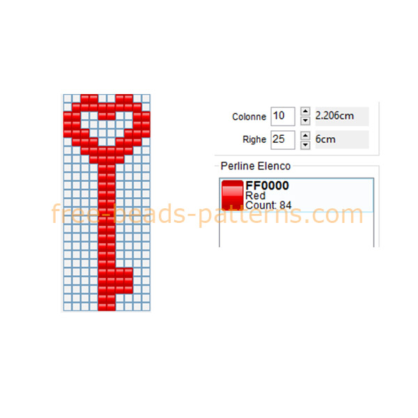 Red heart shape key girl necklace idea free perler beads fuse beads pattern download