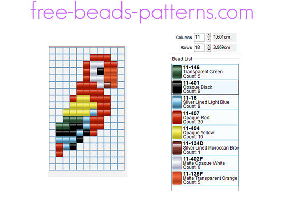 Red parrot free perler beads fusion beads pattern for children