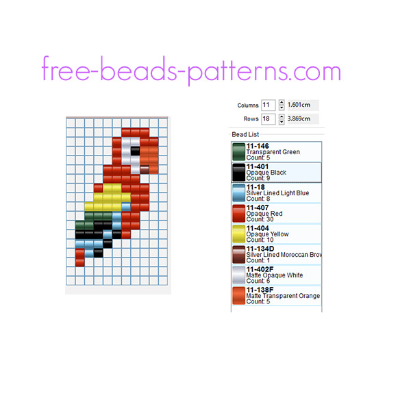 Red parrot free perler beads fusion beads pattern for children