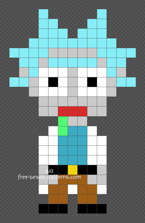 Rick from Netflix Rick and Morty Hama Beads design 13x21
