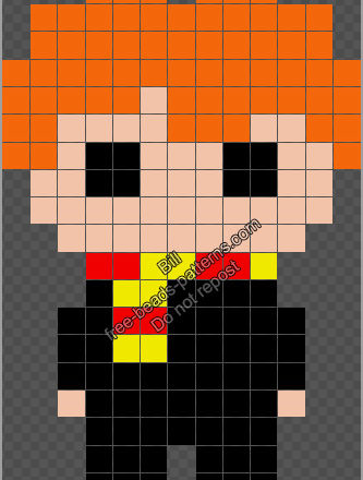 Ron chibi Harry Potter character free Hama Beads Perler melty beads pattern 13x19