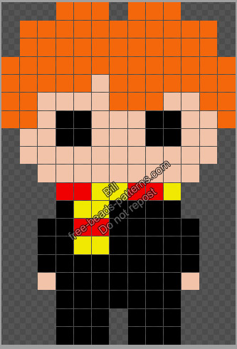 Ron chibi Harry Potter character free Hama Beads Perler melty beads pattern 13x19