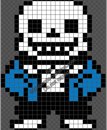 Sans Undertale videogame character free Perler Hama Beads pattern 23x30