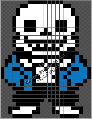 Sans Undertale videogame character free Perler Hama Beads pattern 23x30