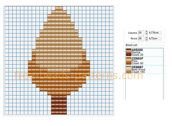 Simple autumn brown tree free Hama Beads Pyssla perler beads fuse beads pattern