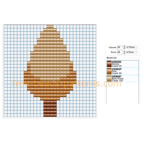 Simple autumn brown tree free Hama Beads Pyssla perler beads fuse beads pattern