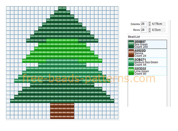 Simple green pine tree free perler beads fuse beads Hama Beads Pyssla pattern for children