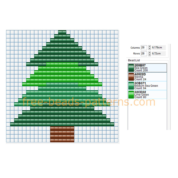 Simple green pine tree free perler beads fuse beads Hama Beads Pyssla pattern for children