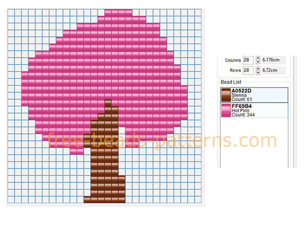 Simple peach tree Hama Beads Pyssla perler beads pattern for children