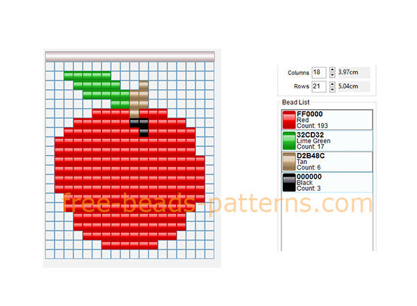 Simple shape red apple fruit free pattern Hama Beads pony beads for children
