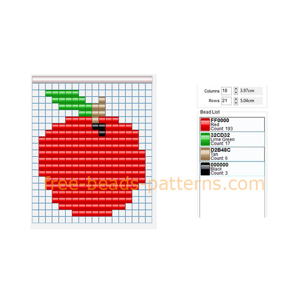 Simple shape red apple fruit free pattern Hama Beads pony beads for children