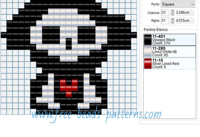 Skelanimals free hama beads pattern 3 colors