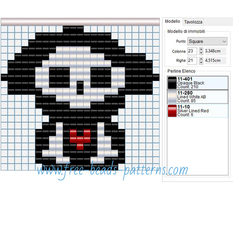 Skelanimals free hama beads pattern 3 colors