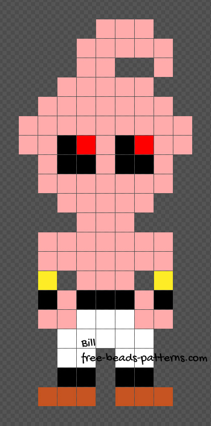 Small Perler pattern of Majin Bu from Dragonball 9x20