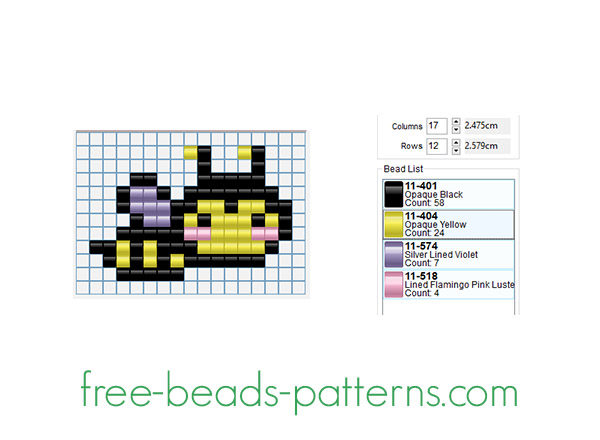 Small cute bee free Pyssla pattern for children 15 x 10 beads 4 colors
