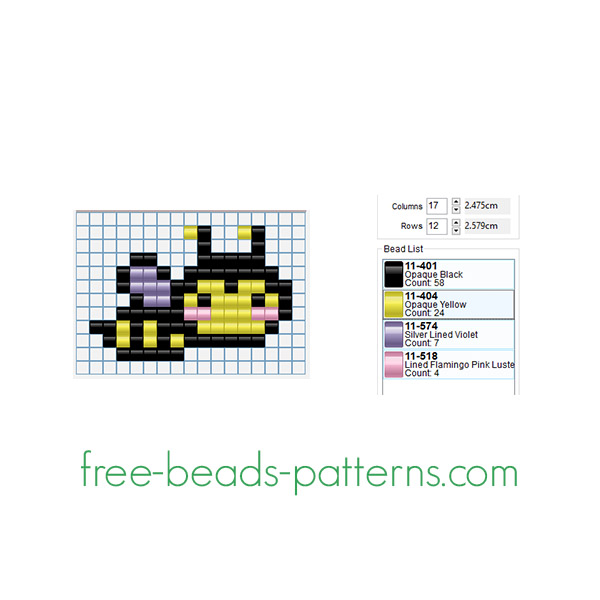 Small cute bee free Pyssla pattern for children 15 x 10 beads 4 colors