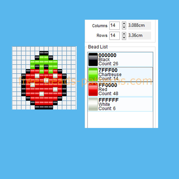 Small fruit strawberry size 14 x 14 free perler beads pattern keychain boy girl idea