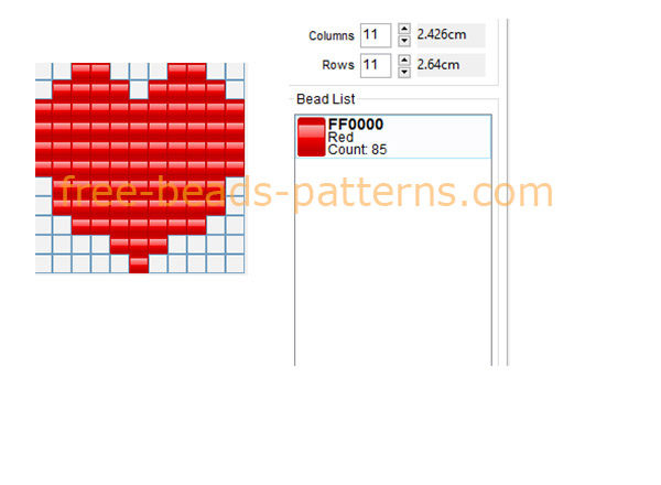 Small red heart 11 x 11 size free perler beads pattern Hama Beads beads brand or similar